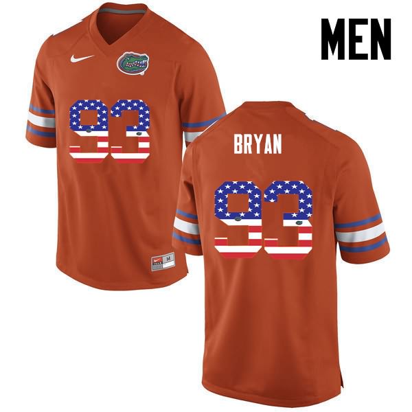 Men's NCAA Florida Gators Taven Bryan #93 Stitched Authentic USA Flag Fashion Nike Orange College Football Jersey UWM3465BN